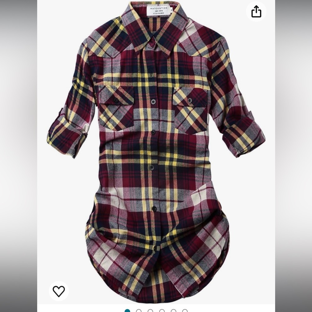 Matchstick Women's Long Sleeve Flannel Checked Shirts. XL